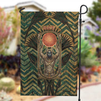 Khepri Garden Flag Ancient Egyptian Chevron, Scarab Ankh and Winged Khepri Guardian Motif - Wonder Print Shop