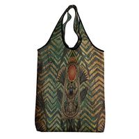 Khepri Grocery Bag Ancient Egyptian Chevron, Scarab Ankh and Winged Khepri Guardian Motif - Wonder Print Shop