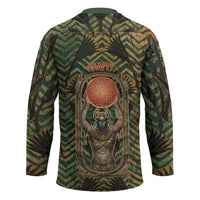 Khepri Hockey Jersey Ancient Egyptian Chevron, Scarab Ankh and Winged Khepri Guardian Motif - Wonder Print Shop