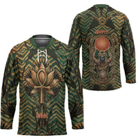 Khepri Hockey Jersey Ancient Egyptian Chevron, Scarab Ankh and Winged Khepri Guardian Motif - Wonder Print Shop