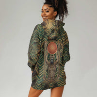 Khepri Hoodie Dress Ancient Egyptian Chevron, Scarab Ankh and Winged Khepri Guardian Motif - Wonder Print Shop
