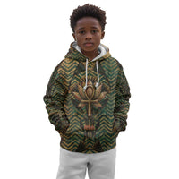 Khepri Kid Hoodie Ancient Egyptian Chevron, Scarab Ankh and Winged Khepri Guardian Motif - Wonder Print Shop