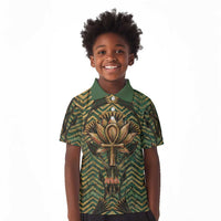 Khepri Kid Polo Shirt Ancient Egyptian Chevron, Scarab Ankh and Winged Khepri Guardian Motif - Wonder Print Shop