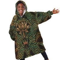 Khepri Kid Wearable Blanket Hoodie Ancient Egyptian Chevron, Scarab Ankh and Winged Khepri Guardian Motif - Wonder Print Shop