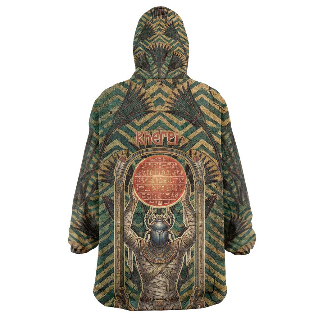 Khepri Kid Wearable Blanket Hoodie Ancient Egyptian Chevron, Scarab Ankh and Winged Khepri Guardian Motif - Wonder Print Shop