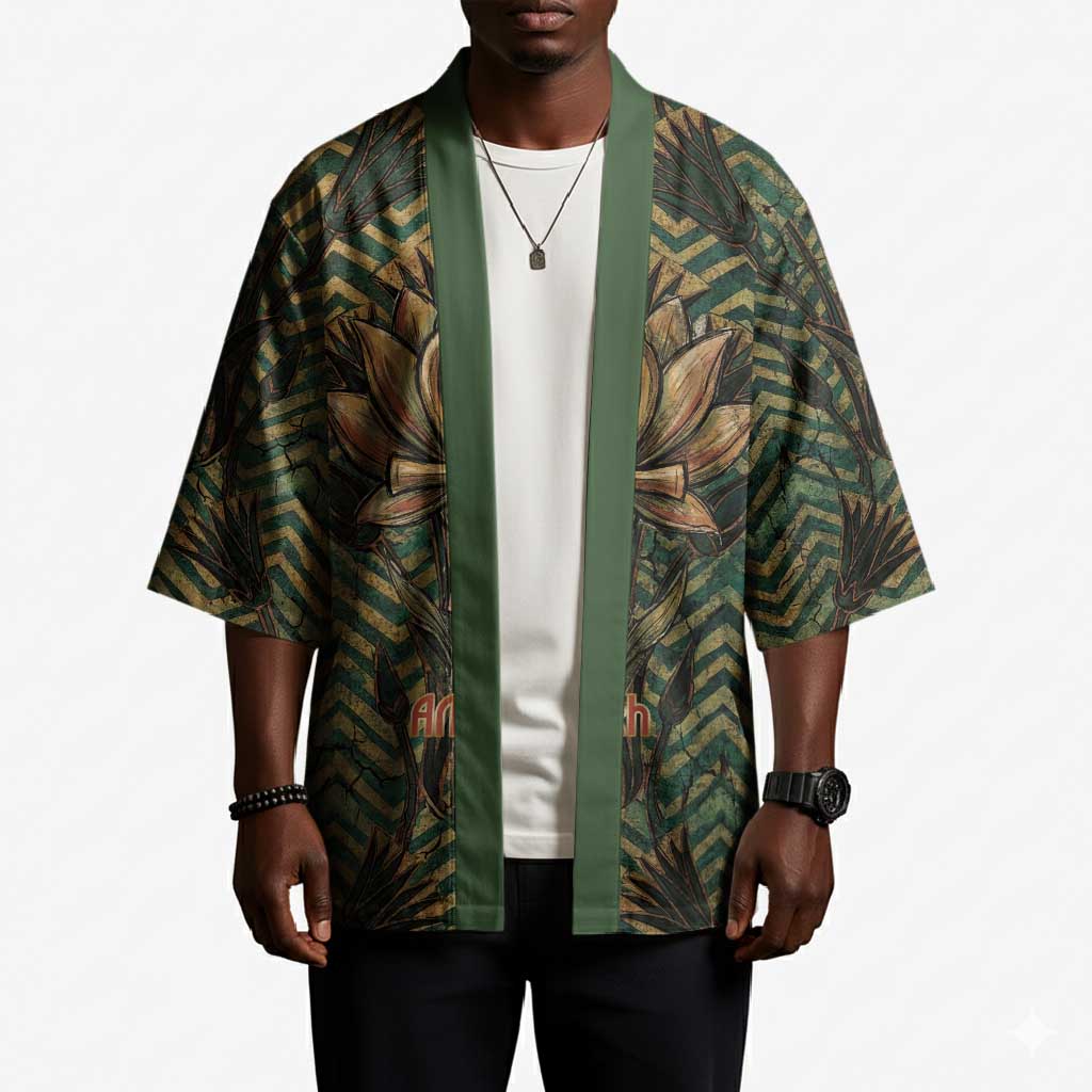 Khepri Kimono Ancient Egyptian Chevron, Scarab Ankh and Winged Khepri Guardian Motif - Wonder Print Shop