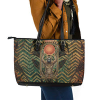 Khepri Leather Tote Bag Ancient Egyptian Chevron, Scarab Ankh and Winged Khepri Guardian Motif - Wonder Print Shop