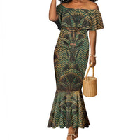 Khepri Mermaid Dress Ancient Egyptian Chevron, Scarab Ankh and Winged Khepri Guardian Motif - Wonder Print Shop