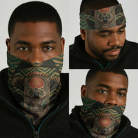 Khepri Neck Gaiter Ancient Egyptian Chevron, Scarab Ankh and Winged Khepri Guardian Motif - Wonder Print Shop