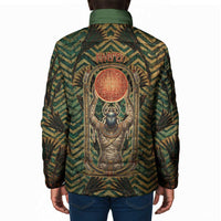 Khepri Padded Jacket Ancient Egyptian Chevron, Scarab Ankh and Winged Khepri Guardian Motif - Wonder Print Shop
