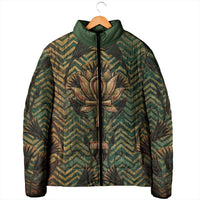 Khepri Padded Jacket Ancient Egyptian Chevron, Scarab Ankh and Winged Khepri Guardian Motif - Wonder Print Shop