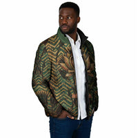 Khepri Padded Jacket Ancient Egyptian Chevron, Scarab Ankh and Winged Khepri Guardian Motif - Wonder Print Shop