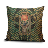 Khepri Pillow Cover Ancient Egyptian Chevron, Scarab Ankh and Winged Khepri Guardian Motif - Wonder Print Shop