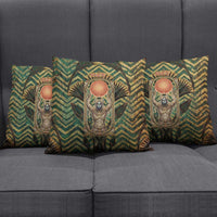 Khepri Pillow Cover Ancient Egyptian Chevron, Scarab Ankh and Winged Khepri Guardian Motif - Wonder Print Shop