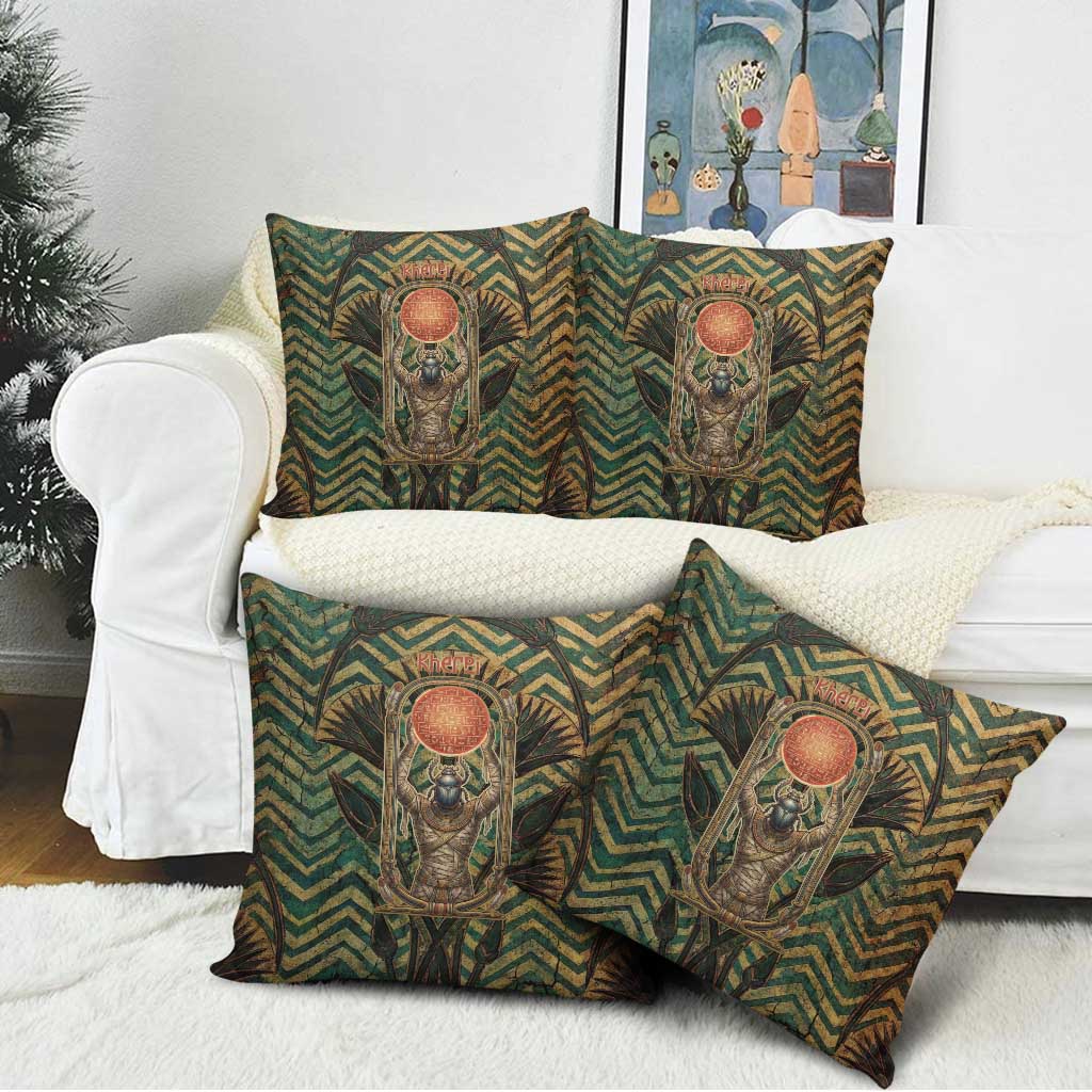 Khepri Pillow Cover Ancient Egyptian Chevron, Scarab Ankh and Winged Khepri Guardian Motif - Wonder Print Shop