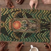 Khepri Puzzle Ancient Egyptian Chevron, Scarab Ankh and Winged Khepri Guardian Motif - Wonder Print Shop