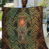 Khepri Quilt Ancient Egyptian Chevron, Scarab Ankh and Winged Khepri Guardian Motif - Wonder Print Shop