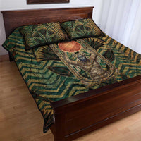 Khepri Quilt Bed Set Ancient Egyptian Chevron, Scarab Ankh and Winged Khepri Guardian Motif - Wonder Print Shop