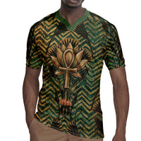 Khepri Rugby Jersey Ancient Egyptian Chevron, Scarab Ankh and Winged Khepri Guardian Motif - Wonder Print Shop