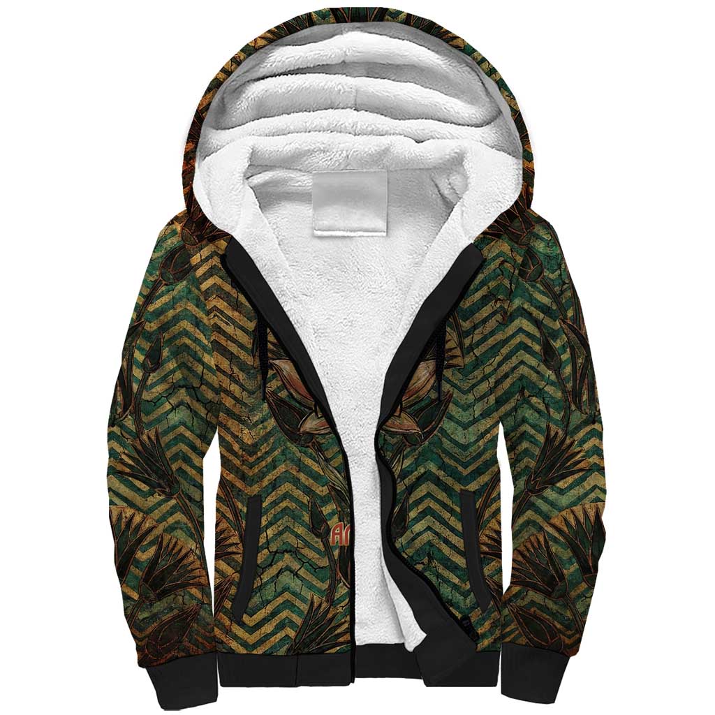Khepri Sherpa Hoodie Ancient Egyptian Chevron, Scarab Ankh and Winged Khepri Guardian Motif - Wonder Print Shop