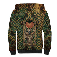 Khepri Sherpa Hoodie Ancient Egyptian Chevron, Scarab Ankh and Winged Khepri Guardian Motif - Wonder Print Shop