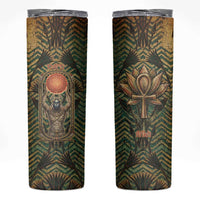 Khepri Skinny Tumbler Ancient Egyptian Chevron, Scarab Ankh and Winged Khepri Guardian Motif - Wonder Print Shop