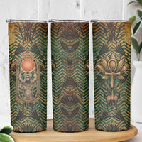 Khepri Skinny Tumbler Ancient Egyptian Chevron, Scarab Ankh and Winged Khepri Guardian Motif - Wonder Print Shop