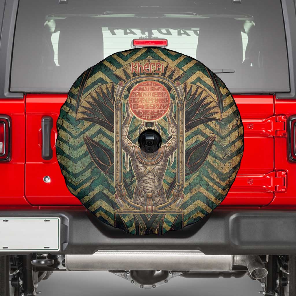 Khepri Spare Tire Cover Ancient Egyptian Chevron, Scarab Ankh and Winged Khepri Guardian Motif - Wonder Print Shop