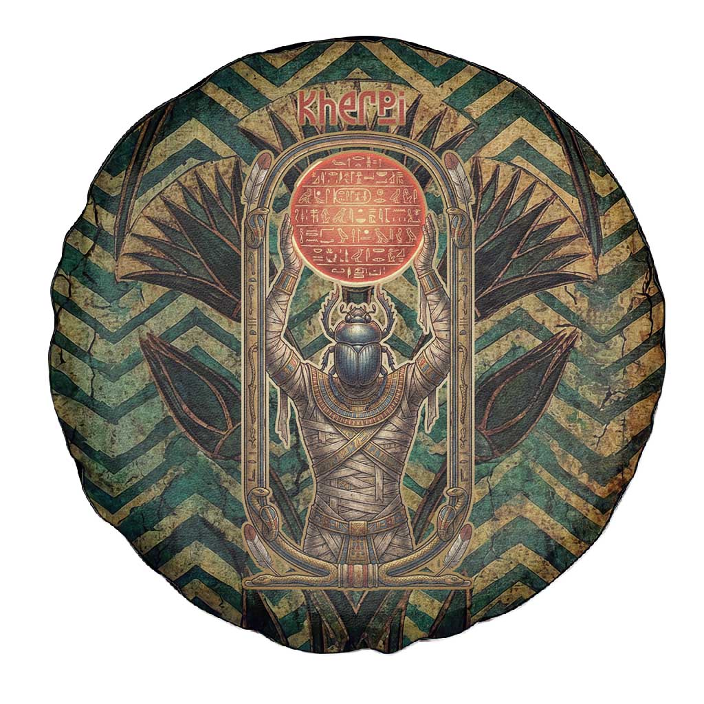 Khepri Spare Tire Cover Ancient Egyptian Chevron, Scarab Ankh and Winged Khepri Guardian Motif - Wonder Print Shop