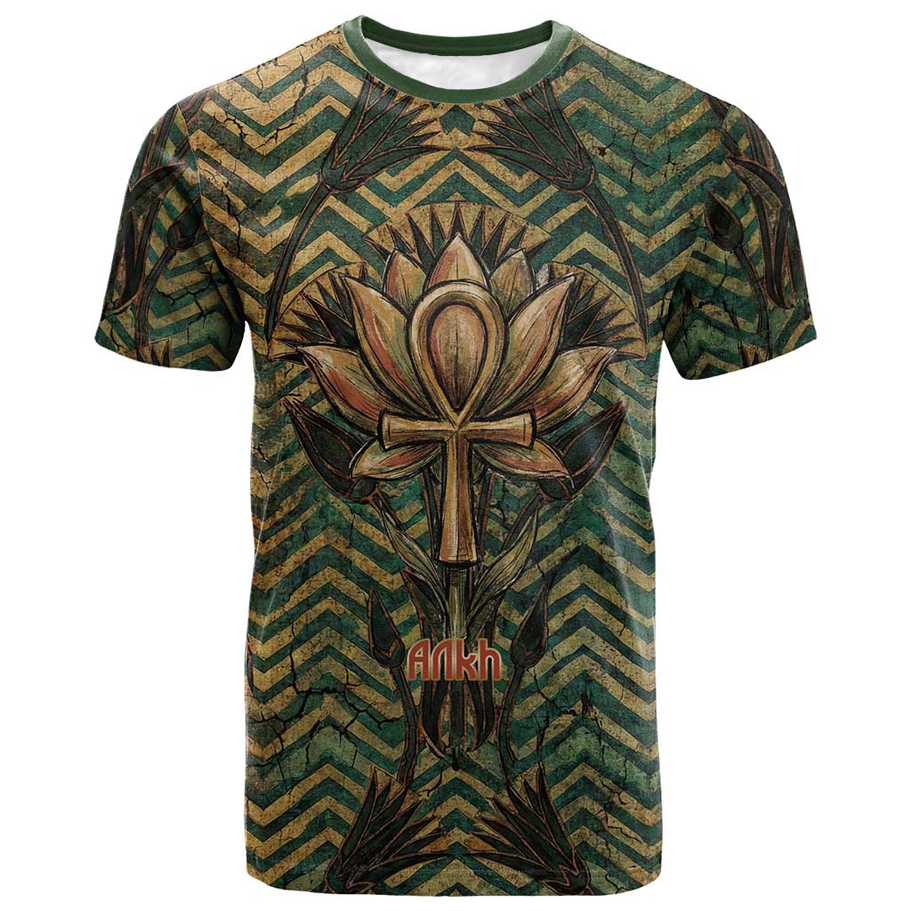 Khepri T shirt Ancient Egyptian Chevron, Scarab Ankh and Winged Khepri Guardian Motif - Wonder Print Shop