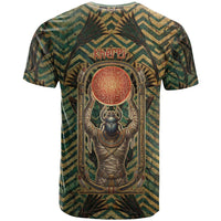 Khepri T shirt Ancient Egyptian Chevron, Scarab Ankh and Winged Khepri Guardian Motif - Wonder Print Shop