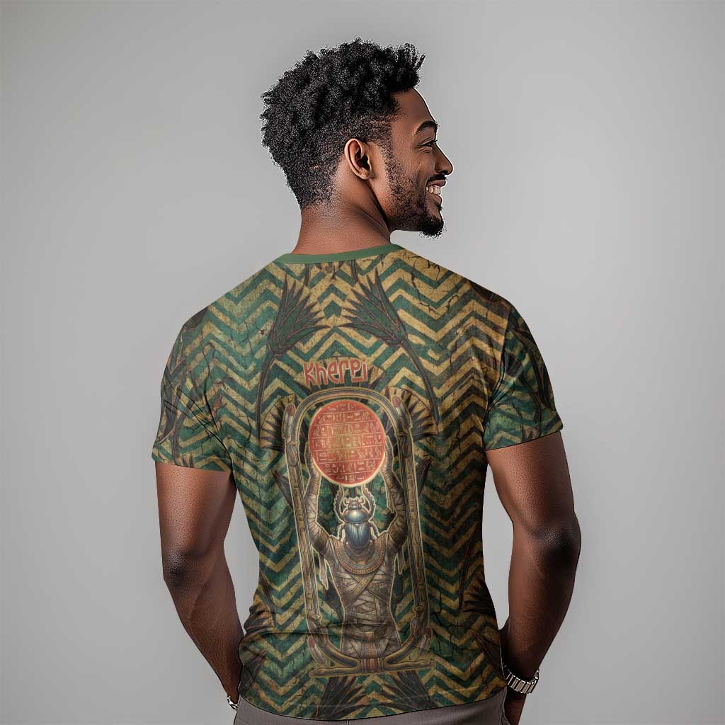 Khepri T shirt Ancient Egyptian Chevron, Scarab Ankh and Winged Khepri Guardian Motif - Wonder Print Shop