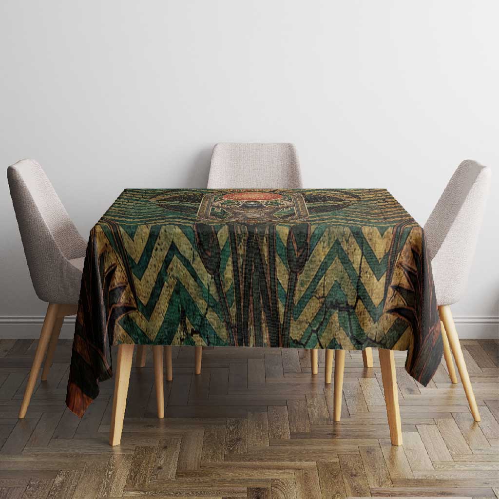 Khepri Tablecloth Ancient Egyptian Chevron, Scarab Ankh and Winged Khepri Guardian Motif - Wonder Print Shop