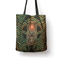 Khepri Tote Bag Ancient Egyptian Chevron, Scarab Ankh and Winged Khepri Guardian Motif - Wonder Print Shop