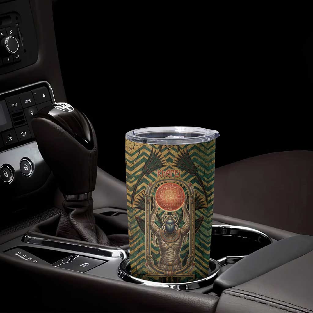 Khepri Tumbler Cup Ancient Egyptian Chevron, Scarab Ankh and Winged Khepri Guardian Motif - Wonder Print Shop