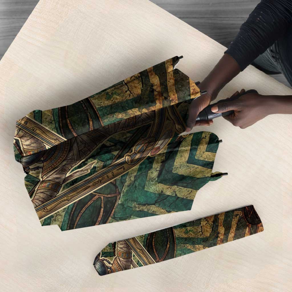 Khepri Umbrella Ancient Egyptian Chevron, Scarab Ankh and Winged Khepri Guardian Motif - Wonder Print Shop