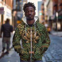 Khepri Zip Hoodie Ancient Egyptian Chevron, Scarab Ankh and Winged Khepri Guardian Motif - Wonder Print Shop