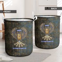 Khepri Ancient Egyptian Laundry Basket Dark Hieroglyphic, Blue Lotus Eye Symbol, and Winged Scarab Resurrection - Wonder Print Shop