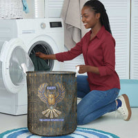 Khepri Ancient Egyptian Laundry Basket Dark Hieroglyphic, Blue Lotus Eye Symbol, and Winged Scarab Resurrection - Wonder Print Shop