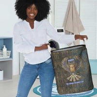 Khepri Ancient Egyptian Laundry Basket Dark Hieroglyphic, Blue Lotus Eye Symbol, and Winged Scarab Resurrection - Wonder Print Shop