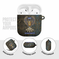 Khepri Ancient Egyptian AirPods Case Dark Hieroglyphic, Blue Lotus Eye Symbol, and Winged Scarab Resurrection - Wonder Print Shop