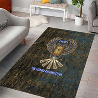 Khepri Ancient Egyptian Area Rug Dark Hieroglyphic, Blue Lotus Eye Symbol, and Winged Scarab Resurrection - Wonder Print Shop