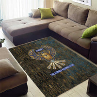 Khepri Ancient Egyptian Area Rug Dark Hieroglyphic, Blue Lotus Eye Symbol, and Winged Scarab Resurrection - Wonder Print Shop