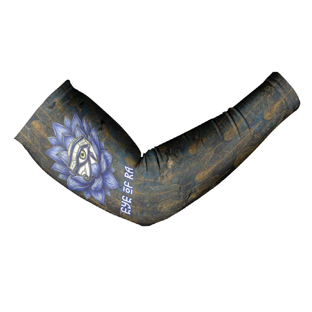 Khepri Ancient Egyptian Arm Sleeves Dark Hieroglyphic, Blue Lotus Eye Symbol, and Winged Scarab Resurrection - Wonder Print Shop
