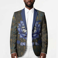 Khepri Ancient Egyptian Blazer Dark Hieroglyphic, Blue Lotus Eye Symbol, and Winged Scarab Resurrection - Wonder Print Shop