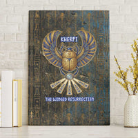 Khepri Ancient Egyptian Canvas Wall Art Dark Hieroglyphic, Blue Lotus Eye Symbol, and Winged Scarab Resurrection - Wonder Print Shop