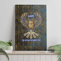 Khepri Ancient Egyptian Canvas Wall Art Dark Hieroglyphic, Blue Lotus Eye Symbol, and Winged Scarab Resurrection - Wonder Print Shop