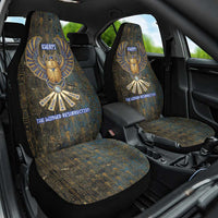Khepri Ancient Egyptian Car Seat Cover Dark Hieroglyphic, Blue Lotus Eye Symbol, and Winged Scarab Resurrection - Wonder Print Shop