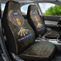 Khepri Ancient Egyptian Car Seat Cover Dark Hieroglyphic, Blue Lotus Eye Symbol, and Winged Scarab Resurrection - Wonder Print Shop