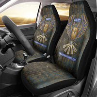 Khepri Ancient Egyptian Car Seat Cover Dark Hieroglyphic, Blue Lotus Eye Symbol, and Winged Scarab Resurrection - Wonder Print Shop